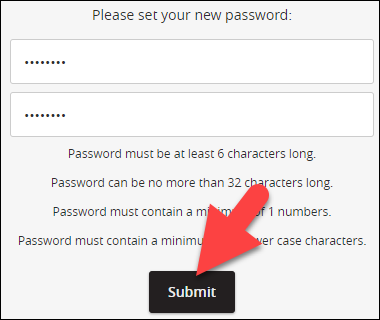 enter new password and click submit