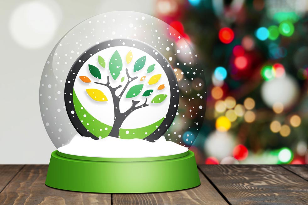 GreenState logo in a snowglobe