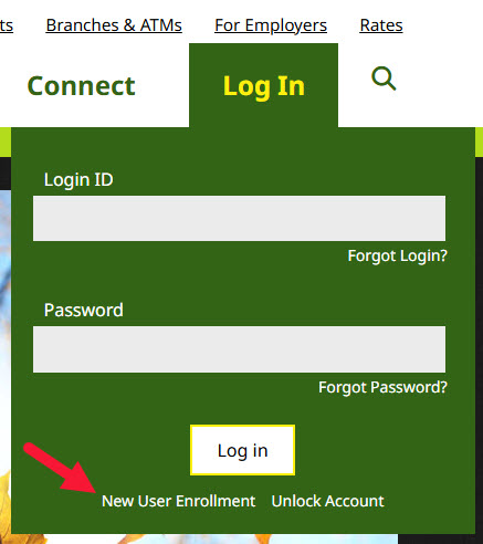 Screen shot of New User Enrollment link on greenstate website